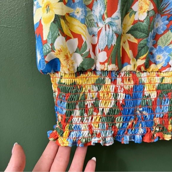 Alex & Lili Puff Sleeve Smocked Hem Floral Blouse - Picture 3 of 8